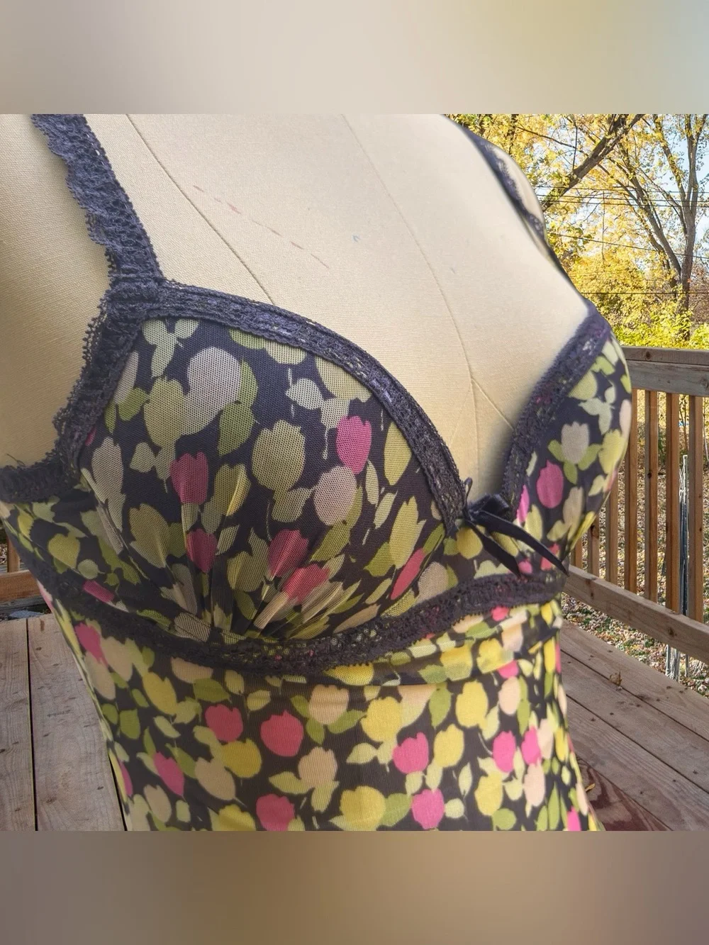 Blush Lingerie NWOT Floral Mesh Underwire Chemise & Thong Set Small
